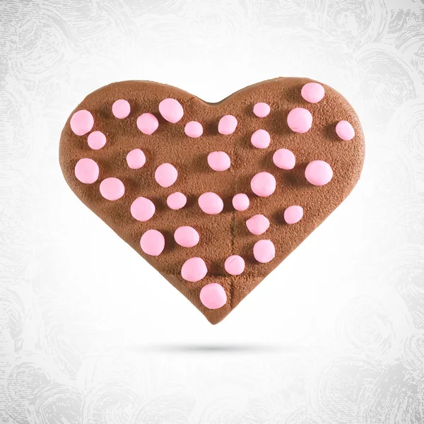 Biscotto al cioccolato cuore San Valentino — Vettoriale Stock