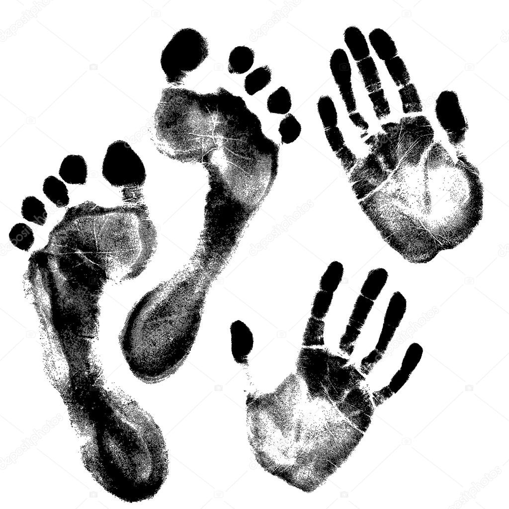 Prints of feet and hands