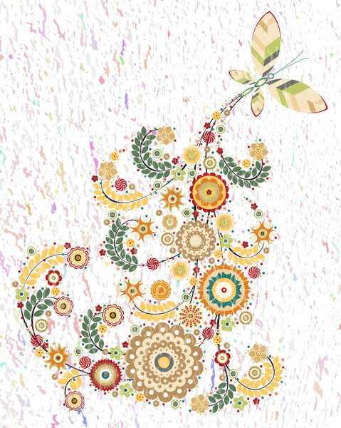 Цветы и бабочка
