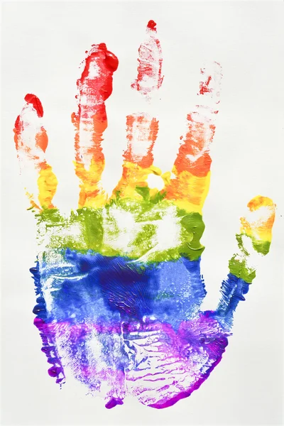 Homosexuell und lgbt Regenbogenhand — Stockfoto