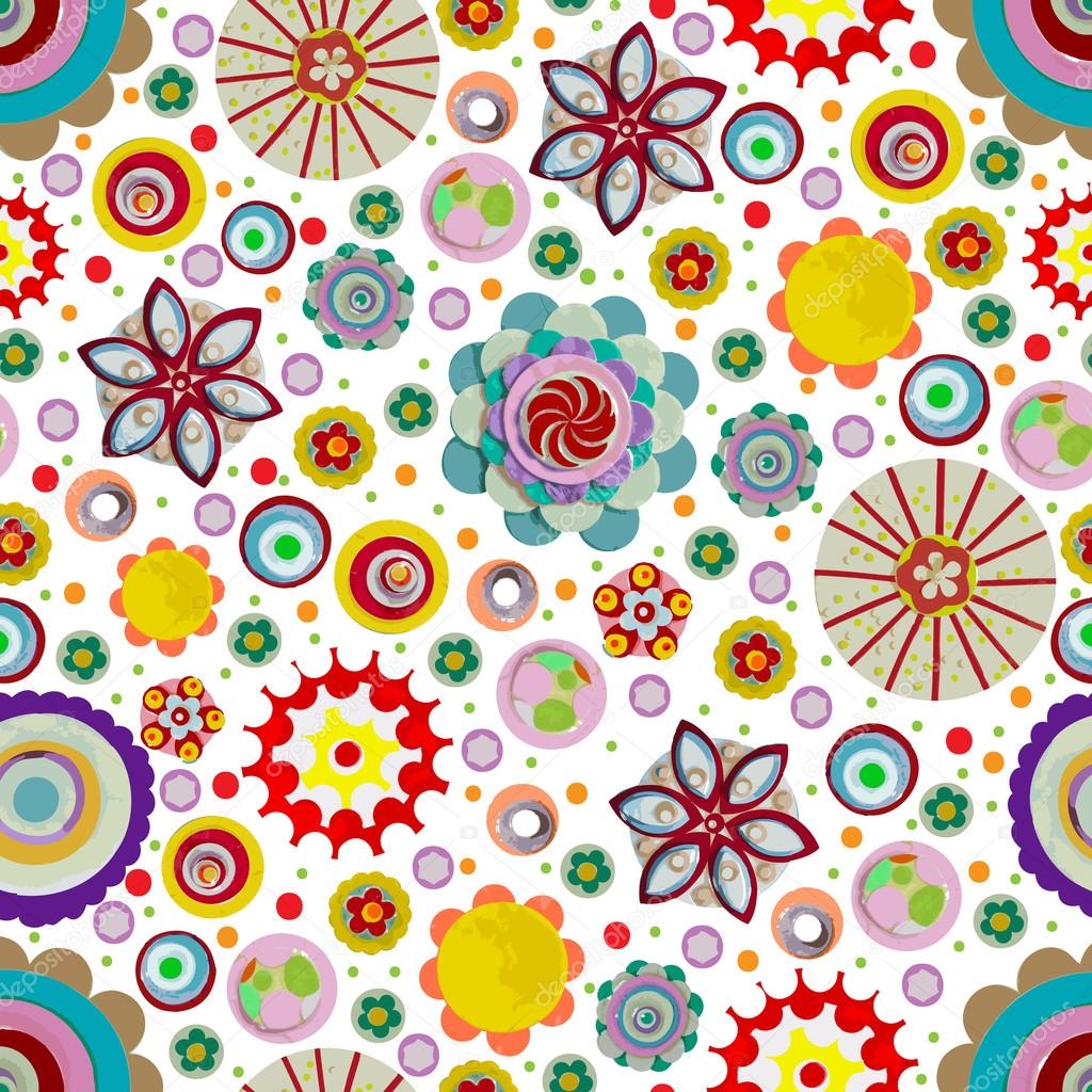 Abstract seamless flowers pattern