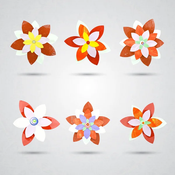 Conjunto de ícones de flores abstratas — Vetor de Stock