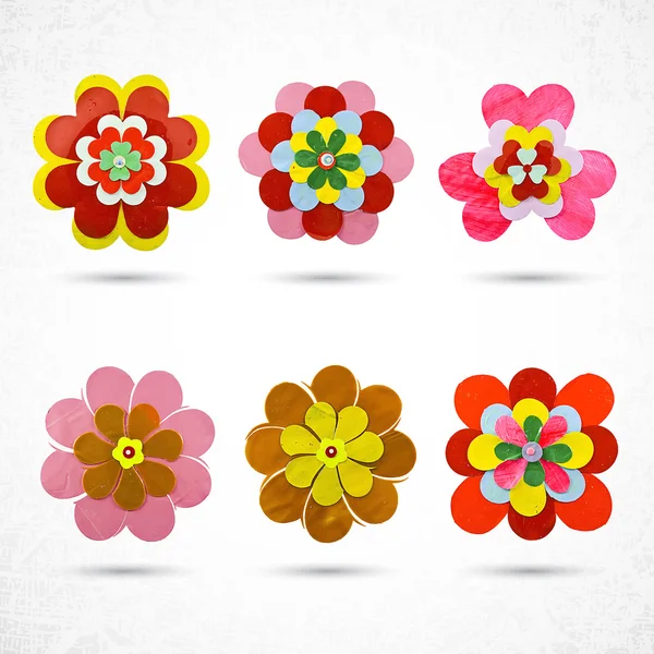 抽象花图标集abstrakt blommor ikoner set — Stock vektor