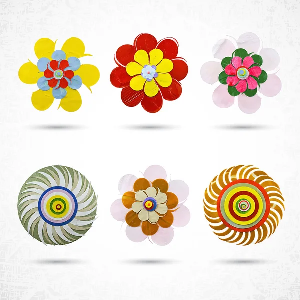Ensemble d'icônes de fleurs abstraites — Image vectorielle