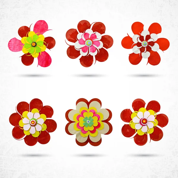 Abstract flowers icons set — Stock Vector