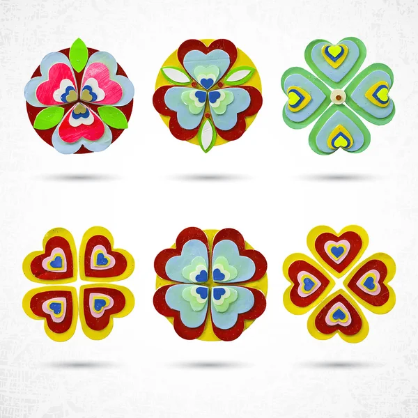 Abstract flowers icons set — Stock Vector