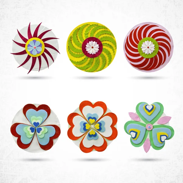 Abstract flowers icons set — Stock Vector