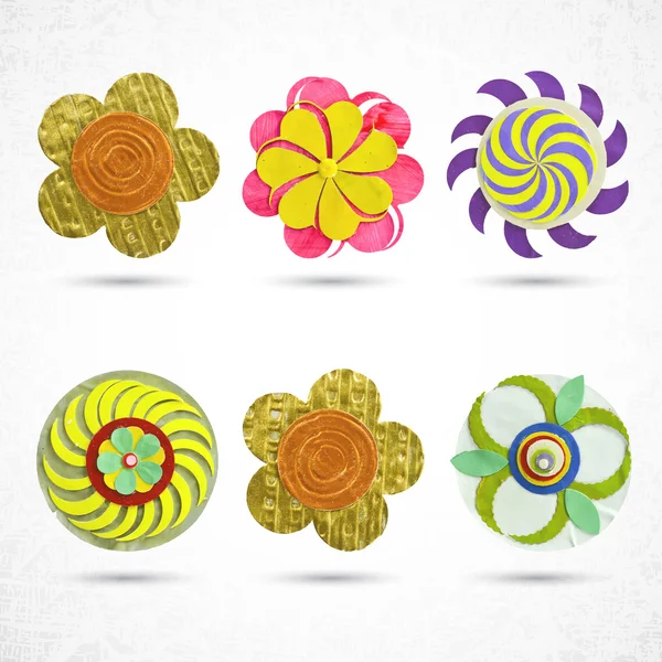 Abstract flowers icons set — Stock Vector