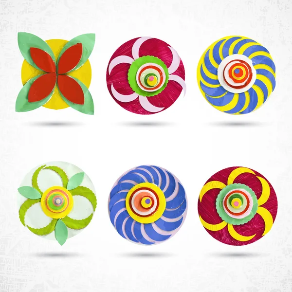 Abstract flowers icons set — Stock Vector