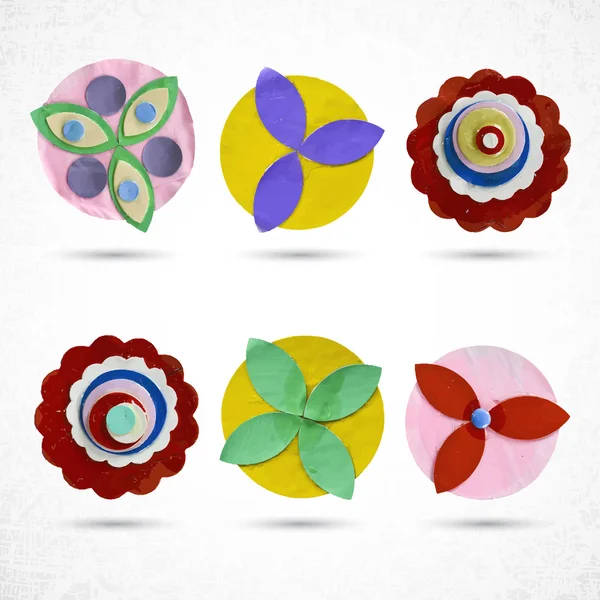 Abstracte bloemen icons set — Stockvector