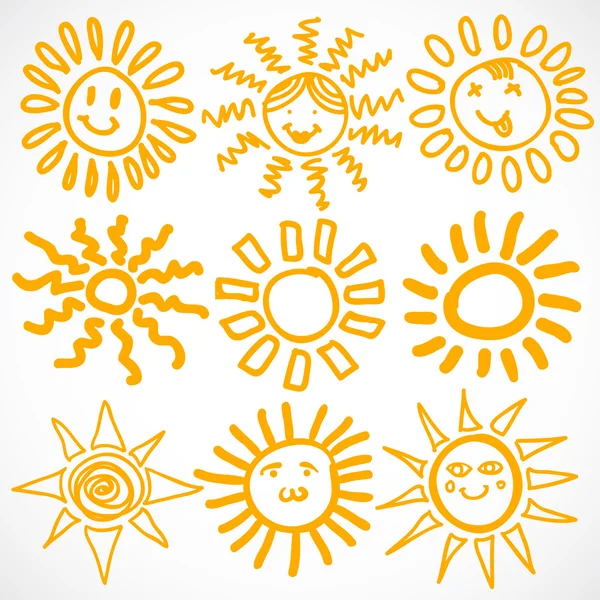 Uppsättning solen symboler. — Stock vektor