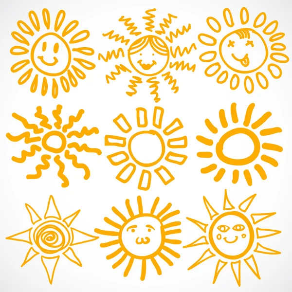 Set of sun symbols. — Stock Vector