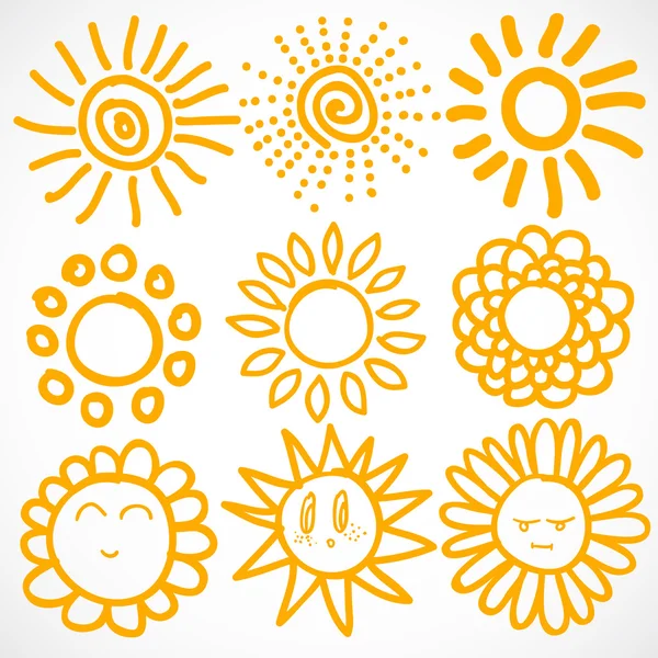 Set of sun symbols. — Stock Vector