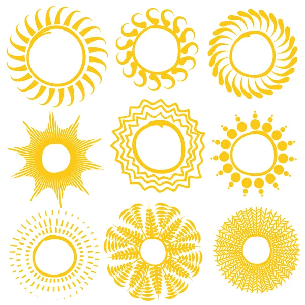 Zestaw symboli słońca. — Wektor stockowy