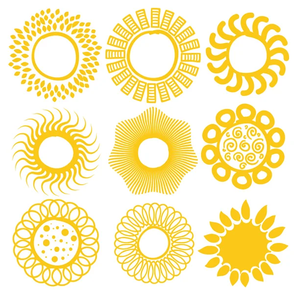 Set di simboli del sole . — Vettoriale Stock