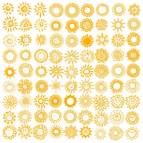 Set symbolen van de zon. — Stockvector