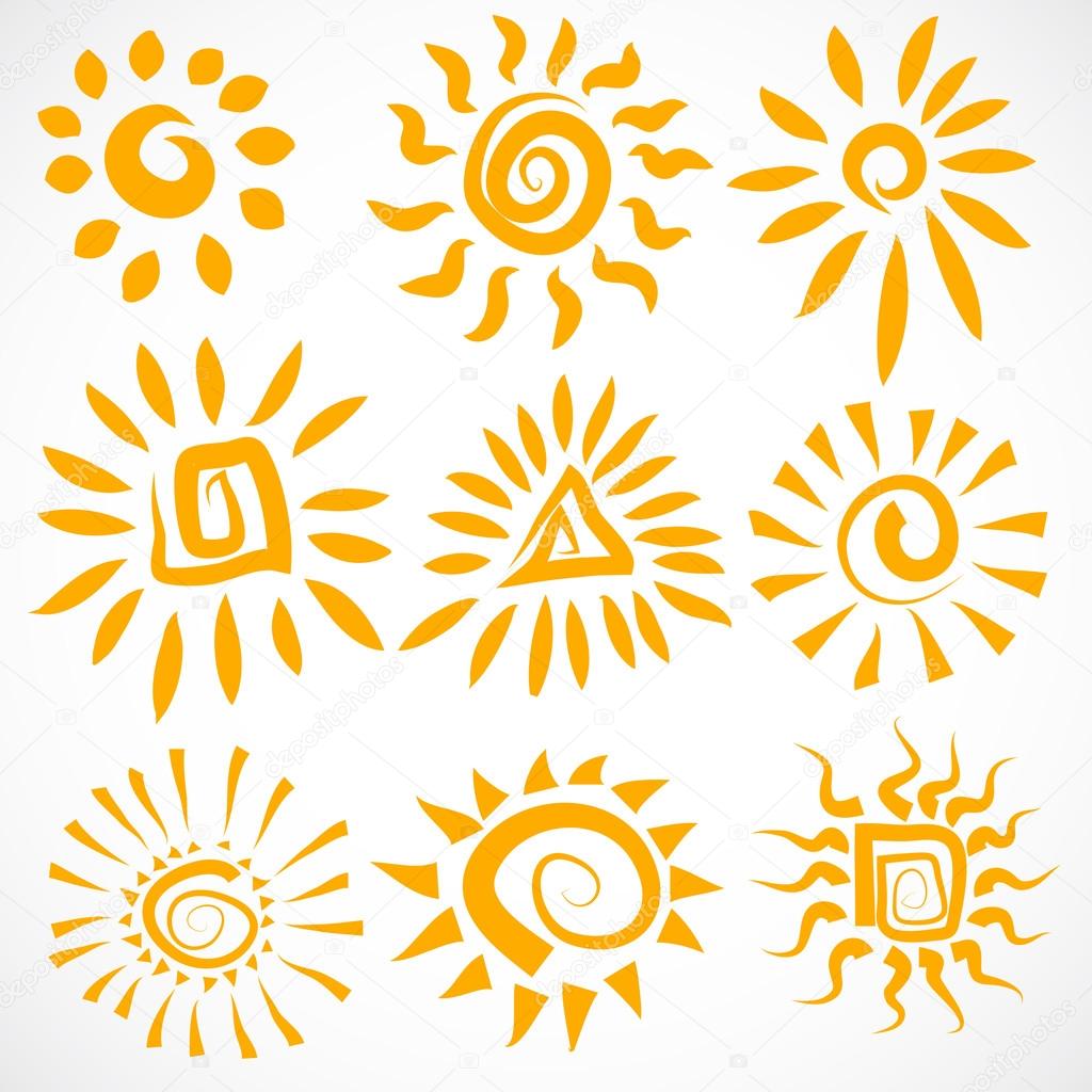 Set of sun symbols.