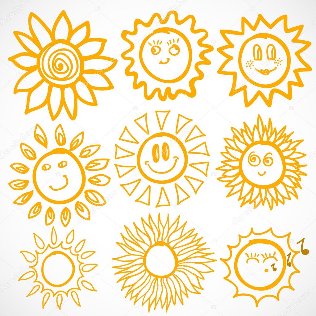 Set of sun symbols.