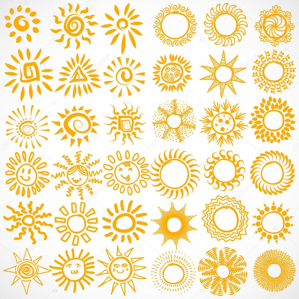 Set of sun symbols.