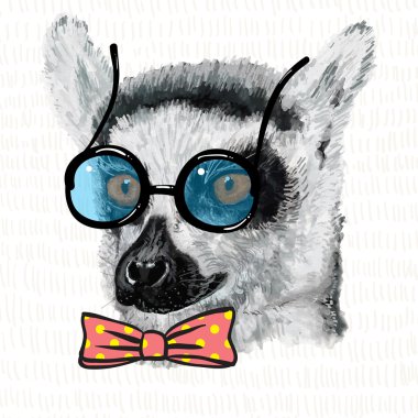 Lemur içinde mavi gözlük