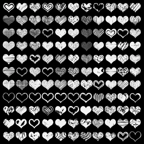 Hand drawn hearts — Stock Vector