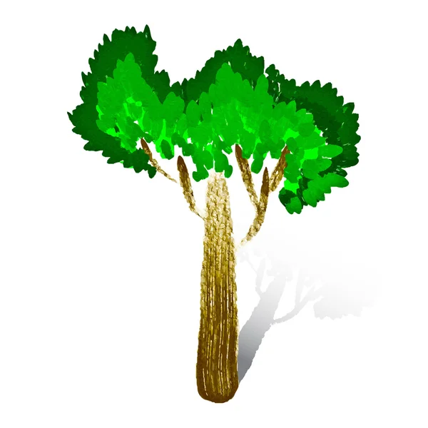 Acuarela árbol verde — Vector de stock