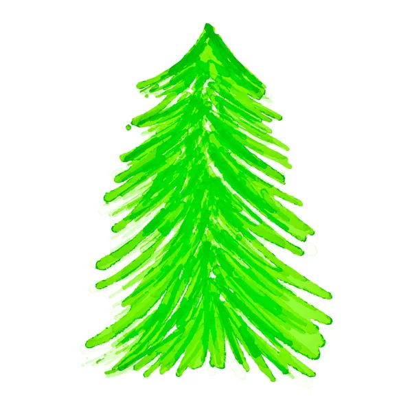 Acuarela árbol verde — Vector de stock