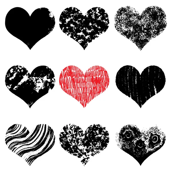 Hand drawn hearts — Stock Vector