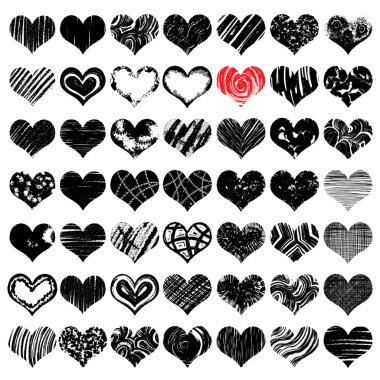 Hand drawn hearts set clipart