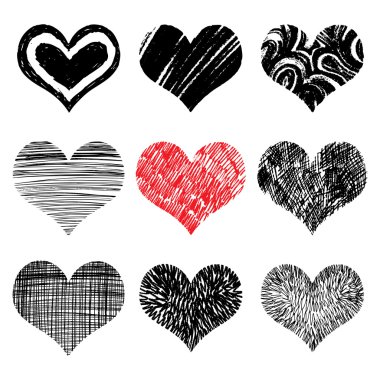 elle çizilmiş kalp seti