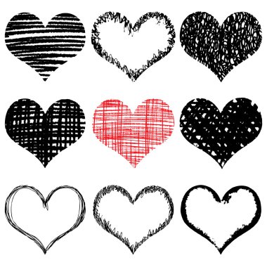 elle çizilmiş kalp seti