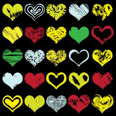 elle çizilmiş kalp seti