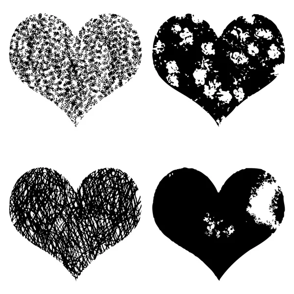 Coeurs dessinés à la main — Image vectorielle