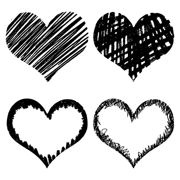 Hand drawn hearts set — Stock Vector