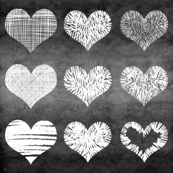 Набор гранж-сердец — стоковый вектор