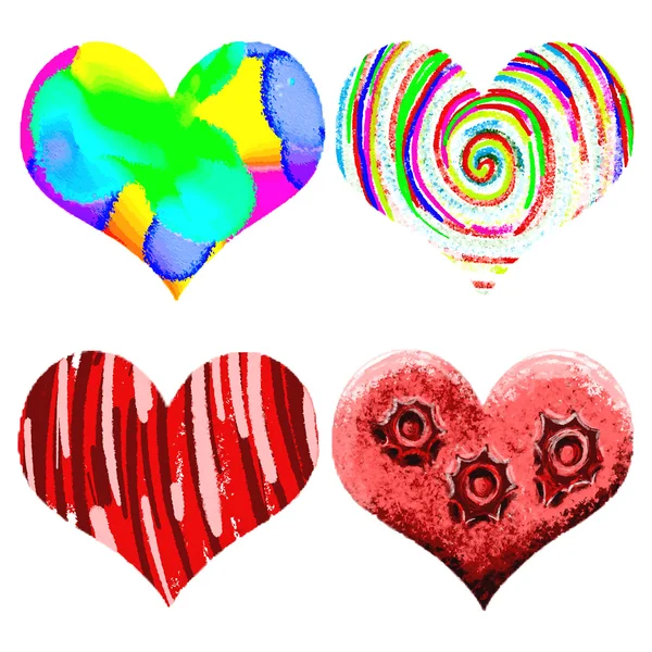 Набор цветных сердец — стоковый вектор