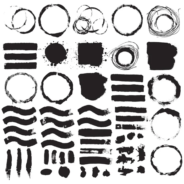 Set of brushes ink elements — Stock Vector