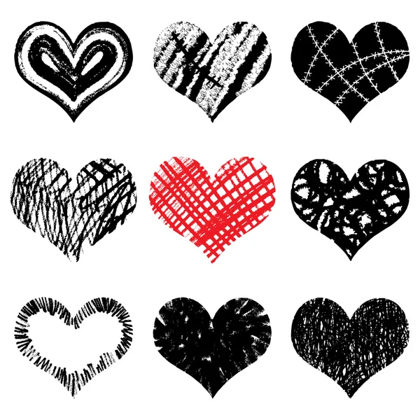 Hand drawn hearts set — Stock Vector