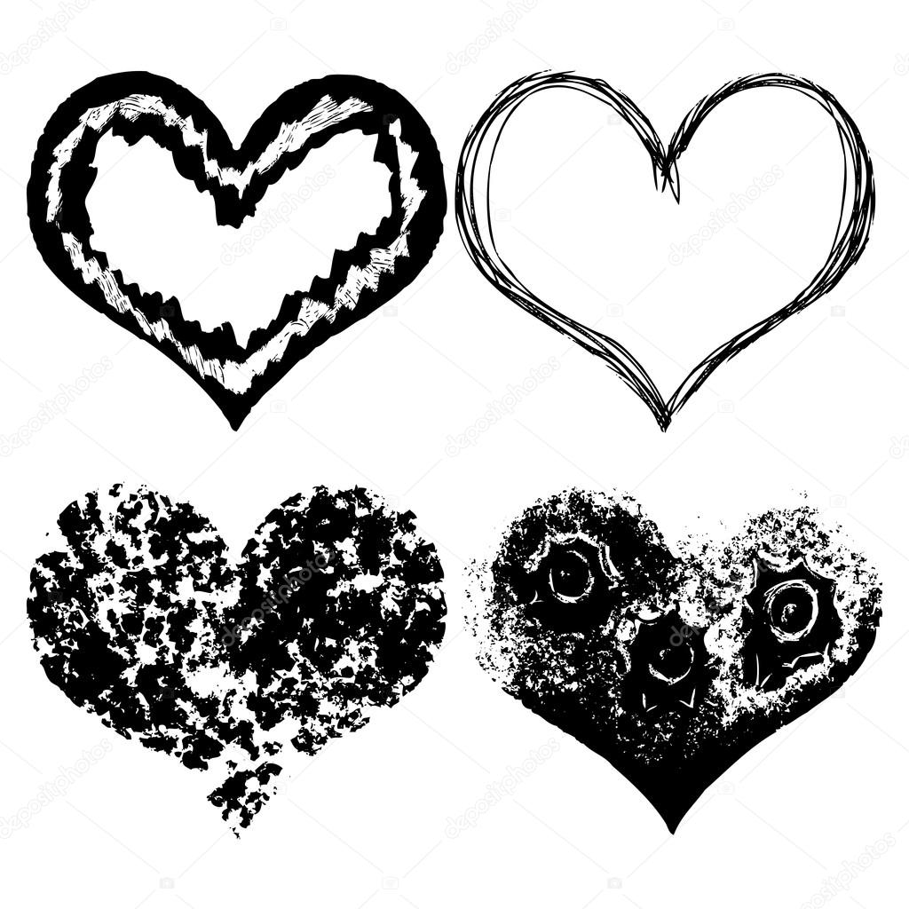 Hand drawn hearts set