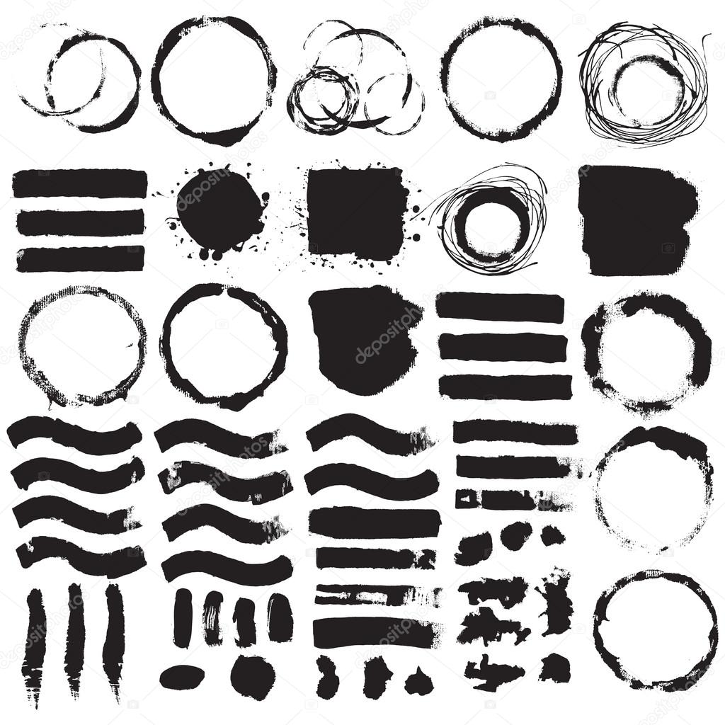 Set of brushes ink elements