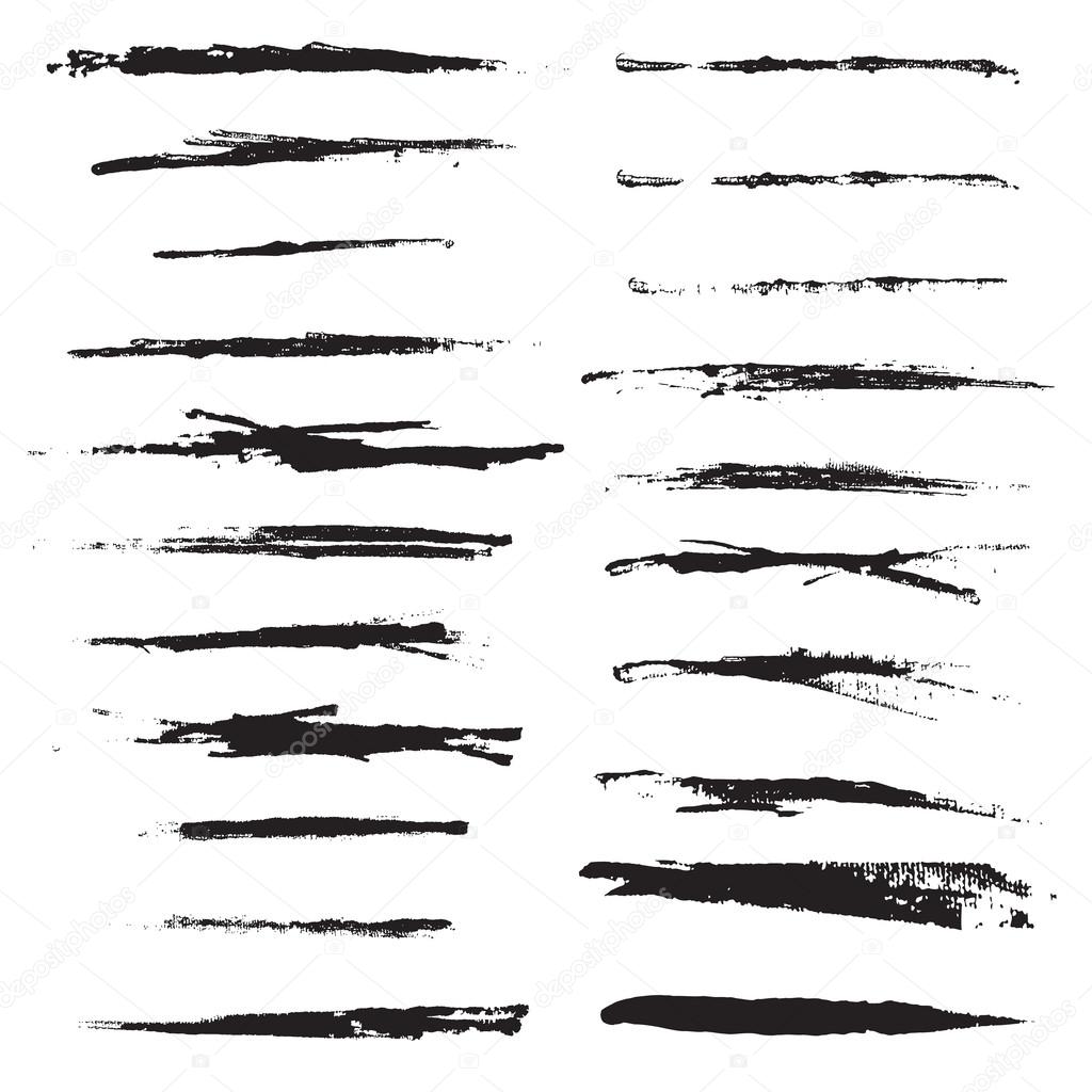 Variety, black, scratched brush strokes Stock Vector by