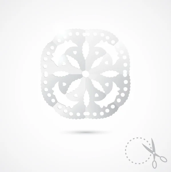 Paper snowflake on grey background. — Stock Vector