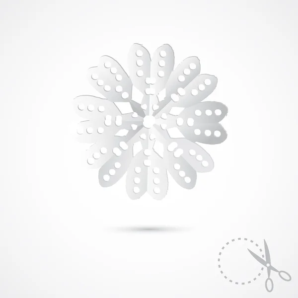 Copo de nieve de papel sobre fondo gris . — Vector de stock