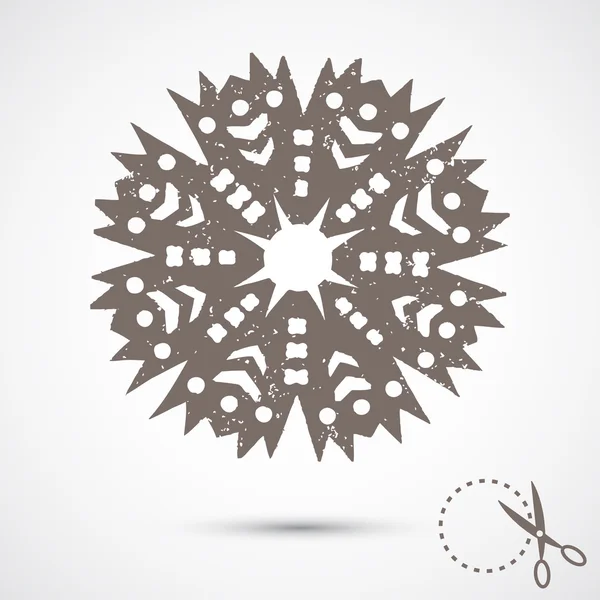 Paper snowflake with scratches — Stock Vector