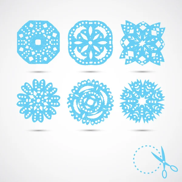 Ensemble de 6 flocons de neige vectoriels — Image vectorielle
