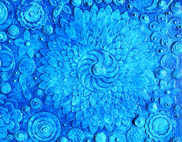 Fondo floral azul pintado a mano —  Fotos de Stock