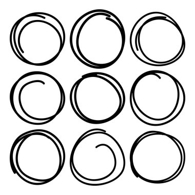 dokuz çizilmiş karalama daireler el