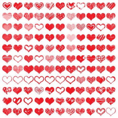 Heart icons, hand drawn icons