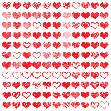 Heart icons, hand drawn icons clipart