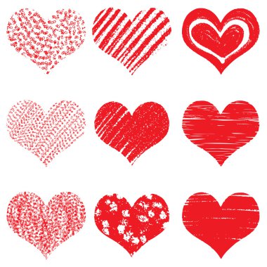 Heart icons, hand drawn icons